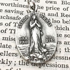 Ave Maria - Stella Maris - Blessed Virgin Mary Medal - Religious Medal - Bronze or Sterling Silver - Catholic Medal - Made in the USA