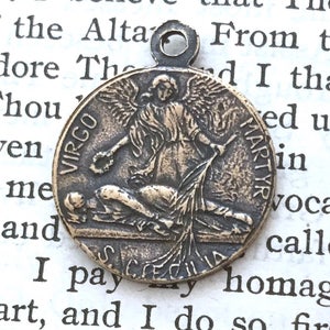 St. Cecilia Medal - Patron of Music - Bronze or Sterling Silver - Saint Medal - St. Cecilia - Bronze Reproduction - Made in the USA  (M-623)