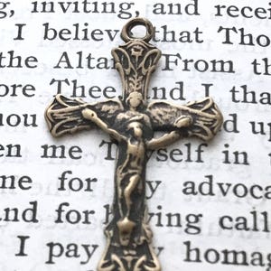 Small Crucifix - Angel Crucifix - Bracelet Crucifix - Bronze or Sterling Silver -  Bronze Crucifix - Bronze Rosary Supplies (C-1080)