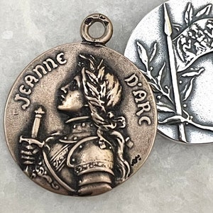 St. Joan of Arc - Jeanne d&#39;Arc Medal - Religious Medal - Catholic Medal - Bronze or Sterling Silver - Reproduction - Saint Medal