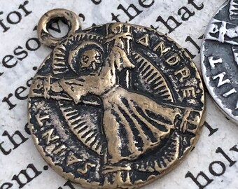 St Andrew Medal - Bronze Medal - St. Andre - Apostle - Patron of Muscians, Fisherman - Reproduction - Cast in the USA