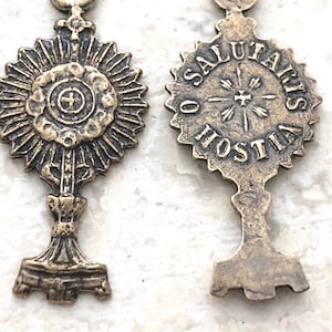 Monstrance - Eucharist - Salutaris Hostia - Bronze or Silver Medal  - Blessed Sacrament - Reproduction - Eucharistic Congress -  Made in USA