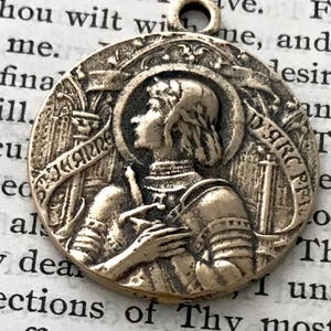 St. Joan of Arc Medal - BRONZE, White Bronze, or STERLING - St. Jeanne D'Arc Medialle - Patron of soldiers and France (CD-358)