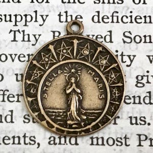 Stella Maris  - Blessed Virgin Mary Medal - Bronze or Sterling Silver - Star of the Sea Medal - Religious Medal - Catholic Medal (M-1280)