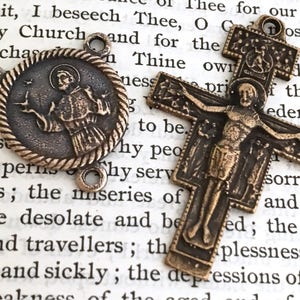 Rosary Set - St. Francis - Assisi - Sterling Silver or Bronze - Franciscan Rosary - Vintage Reproduction - Made in the USA (685/990)