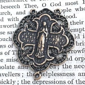 Rosary Center - Fleur de lis - Bronze Rosary Center - Sterling Silver Rosary Center - Vintage Replica - Made in the USA  (R07-1141)