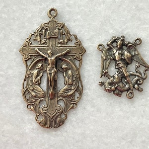 Ensemble de chapelet - chapelet de saint Michel - adoration des anges - bronze ou argent sterling - fournitures de chapelet en bronze - reproduction - fabriqué aux États-Unis