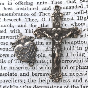 Rosary Set - Sacred Heart - Bronze  or Sterling Silver - Bronze Rosary Parts - Reproduction - Caritas Dei