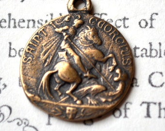 St George Medal - 7/8" -Bronze or Sterling Silver - Catholic Medal - Saint Medal - Religious Medal - Reproduction