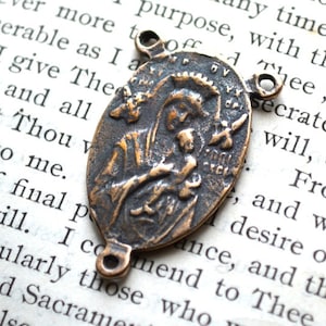 Our Lady of Perpetual Help and Sacred Heart of Jesus Rosary Center - 1&quot; - Bronze - Vintage Replica (R-1152)