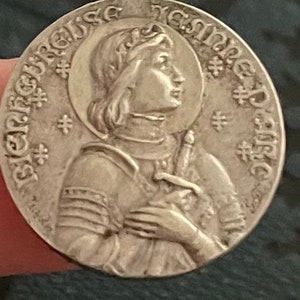 St Joan of Arc Medal - Vintage French Medal - Ste Jeanne d&#39;Arc - Real French Medal - Signed - Joan de Arc - Medal