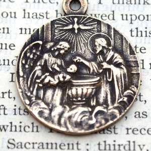 Baptism Medal - Christening Medal - Bronze or Sterling Silver - Godparent Medal - Baptized Medal - French Reproduction Medal