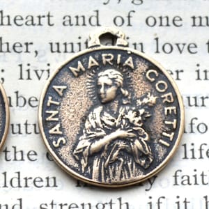 St. Maria Goretti - Sacred Heart of Jesus Medal - Bronze or Sterling Silver - Religious Medals - Reproduction  (CD-302)