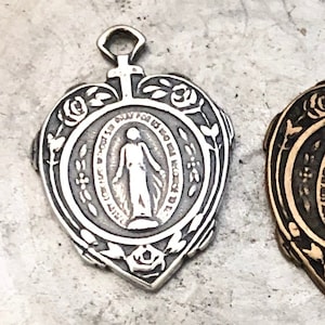 Miraculous Medal - 3/4&quot; - Bronze or Sterling - Miraculous Medal - Bronze Miraculous Medal - Reproduction Medal - Made in USA