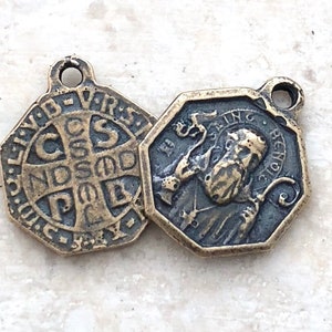 Extra Small St. Benedict MEDAL - 3/8&quot; - Bronze - Vintage Replica - Made in the USA  (CD-308)
