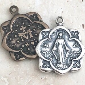 Miraculous Medal - 5/8&quot; - Bronze or Sterling - Miraculous Medal - Bronze Miraculous Medal - Reproduction Medal - Made in USA