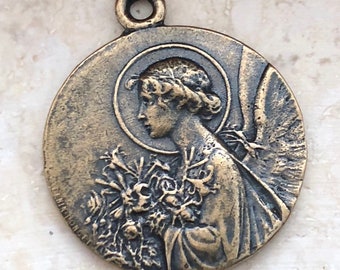 St. Gabriel - Annunciation Medal - French Replica Medal - Bronze or Sterling Silver - Catholic Medal - Made in USA