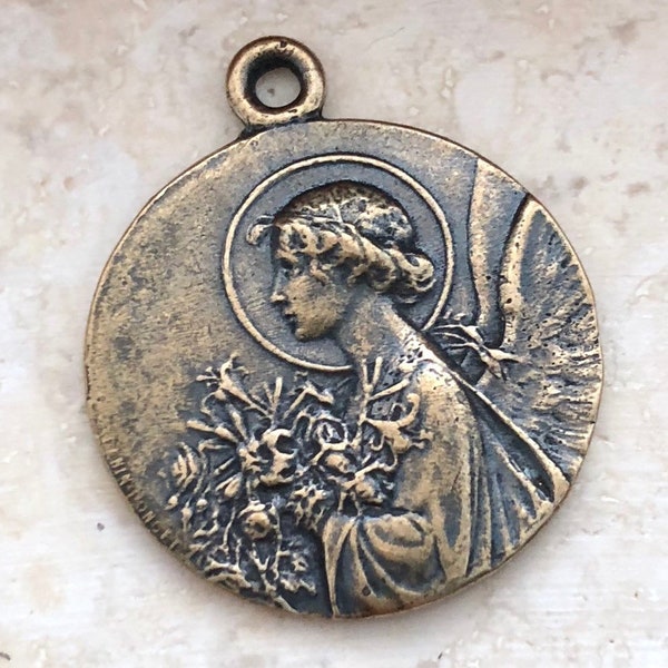 St. Gabriel - Annunciation Medal - French Replica Medal - Bronze or Sterling Silver - Catholic Medal - Made in USA