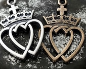Sacred Heart and Immaculate Heart - Twin Hearts - Two Hearts - Bronze or Sterling Silver - Reproduction - Made in the USA