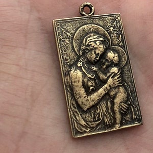 Our Lady with the Child Jesus - Mothe and Child  - Bronze or Sterling Silver - Replica Vintage Medal