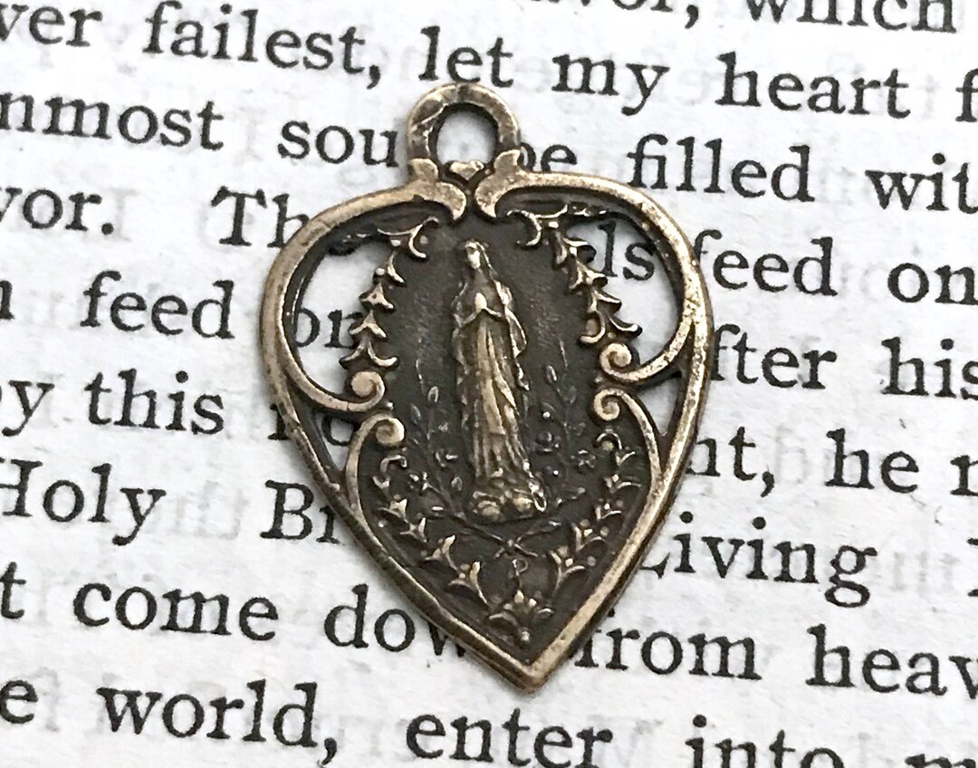 Religious Medal - Virgin Mary - Our Lady of Lourdes - Bronze - 3/4 ...