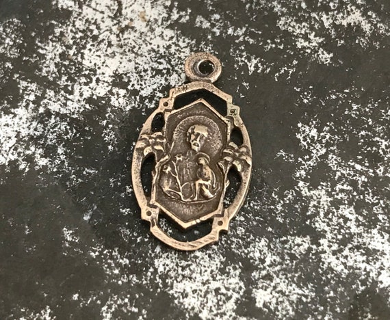 Small St. Joseph Medal - Bronze or Sterling Silver - Bronze Religious Medal - Saint Joseph - Reproduction Medal