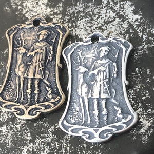 St. Hubert Religious Medal - Bronze or Sterling Silver - Reproduction - Patron Saint of Hunters - Bronze Medal - Religious Medal