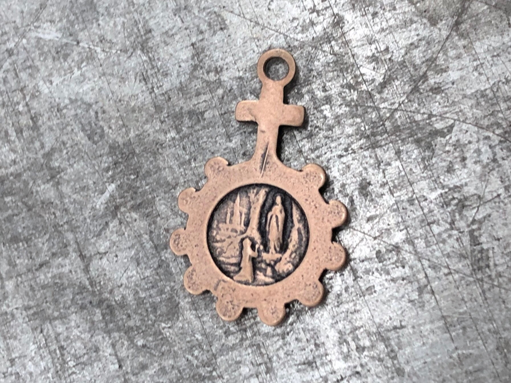 Rosary Medal - Virgin Mary - Our Lady of Lourdes - Bronze or Sterling ...