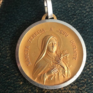 Large St Therese Gold Plated Medal - St. Therese Medal - Real Antique Medal - St. Therese - Little Flower - Religious Medal - French Antique