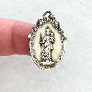 Notre-Dame de Chateau - Our Lady - Vigin Mary - French Religious Medal - Antique Medal -  Art  Nouveau