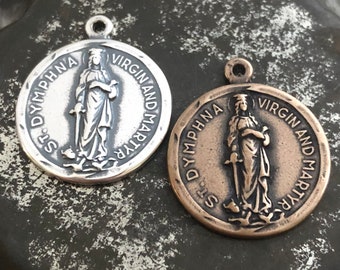 St. Dymphna Medal - Patron of Depression, Mental Affliction - Bronze or Sterling Silver - Reproduction Medal - Cast in USA