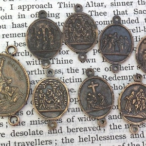 Spanish Seven Sorrows of Mary - With ROSARY CENTER - Chaplet Set - Links - Seven Sorrows of Mary Chaplet - Bronze or Sterling Silver