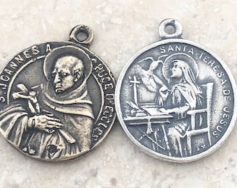 St. Teresa of Avila Medal - St. John of the Cross - Bronze or Sterling Silver - Saint Medal - Religious Medal - Carmelites - Carmelite Medal