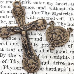Art Nouveau Angel Rosary Set - 1 3/4 - Bronze - Rosary Set - Bronze Rosary Parts - Bronze Rosary Supplies