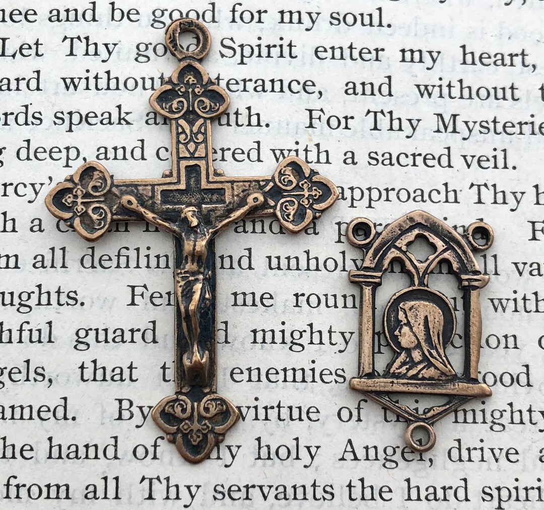Rosary Set - Jesus and Mary - Sacred Heart of Jesus - 1 1/2" - Bronze ...