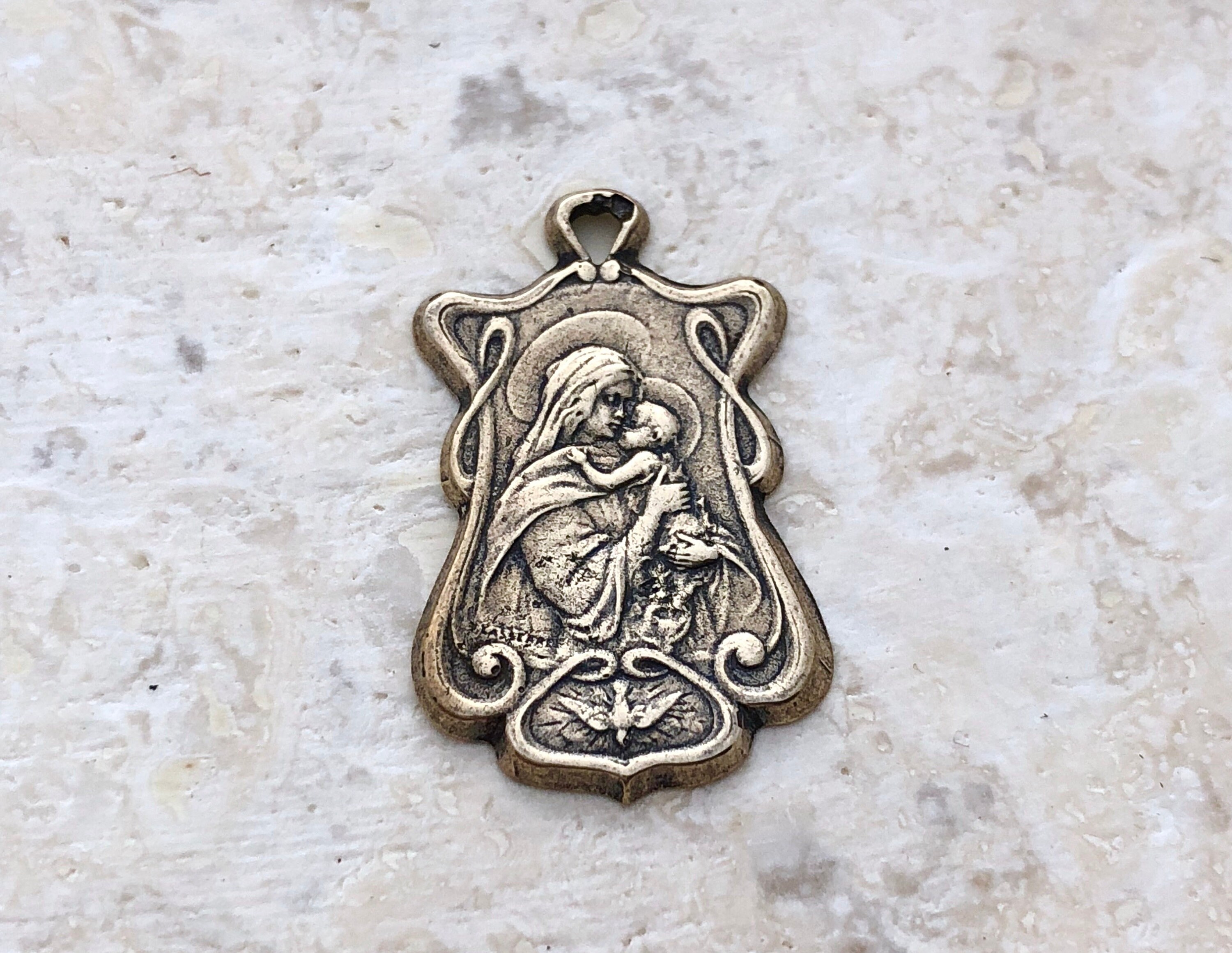 Madonna and Child Medal - Mary and Jesus - 1" - Bronze or Sterling ...