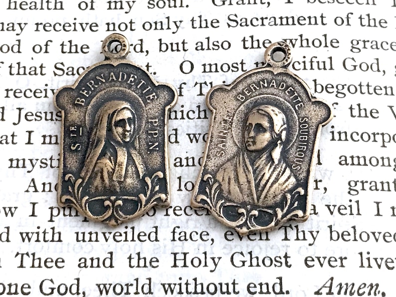 St. Bernadette Medal  St Bernadette Religous Medal  Bronze  image 0