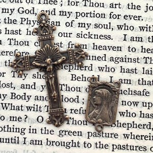 Small Lourdes Rosary Set - Bronze Rosary Parts - Rosary - Reproduction - Made in the USA