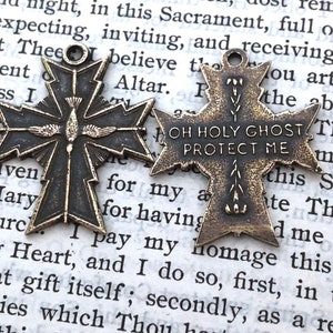 Holy Spirit Cross - Cross - Sterling Silver or Bronze - Vintage Replica - Made in the USA  (M-877)