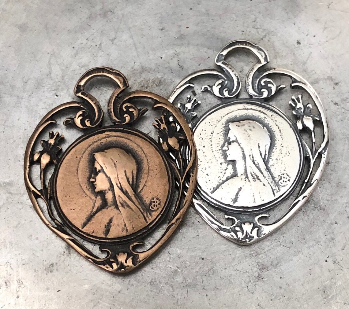 Religious Medal - Virgin Mary - Our Lady of Lourdes - Bronze or ...