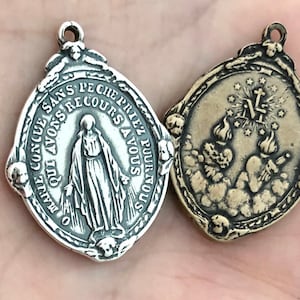 Miraculous Medal - 1&quot; - Bronze or Sterling - Miraculous Medal - Bronze Miraculous Medal - Reproduction Medal - Made in USA