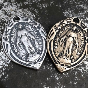 French Miraculous Medal - 7/8&quot; - Bronze or Sterling - Miraculous Medal - Mary - Bronze Miraculous Medal - Reproduction Medal - Made in USA