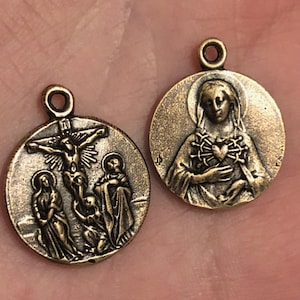 Seven Sorrows of Mary Medal - MEDAL ONLY - Seven Sorrows of Mary Chaplet - Bronze or Sterling Silver - Crucifix Medal