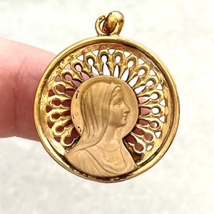 Gold Plated Virgin Mary Medal - Real Antique French Medal - French Medal - Religious Medal - Gold Plated