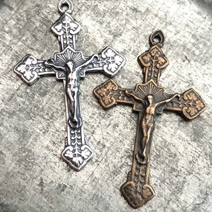 Ornate Crucifix - Crucifix - Bronze or Sterling Silver - Crucifix Pendant - Reproduction - Made in the USA