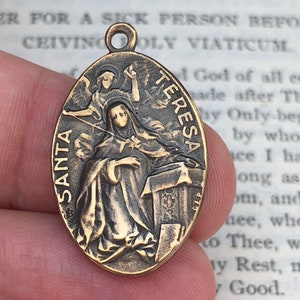 St. Teresa of Avila Medal - Our Lady of Mount Carmel - Bronze or Sterling Silver - Saint Medal - Religious Medal - Carmelite Medal (CD-624)