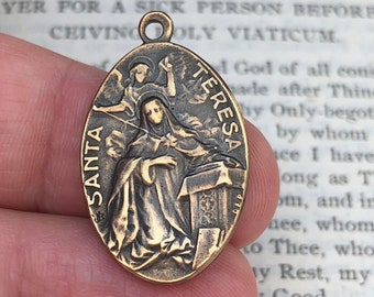 St. Teresa of Avila Medal - Our Lady of Mount Carmel - Bronze or Sterling Silver - Saint Medal - Religious Medal - Carmelite Medal (CD-624)