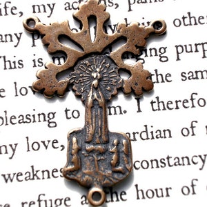Large Rosary Center - Fatima - Bronze - Vintage Replica - Made in the USA