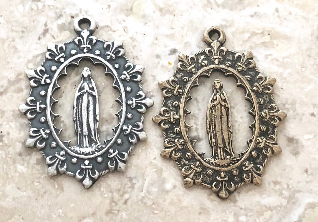 Religious Medal - Virgin Mary - Our Lady of Lourdes - Bronze or ...