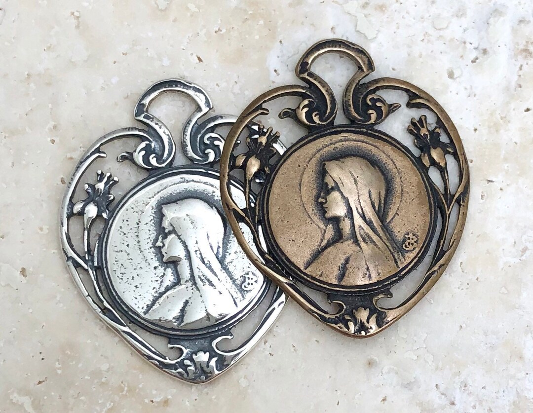 Religious Medal - Virgin Mary - Our Lady of Lourdes - Bronze or ...